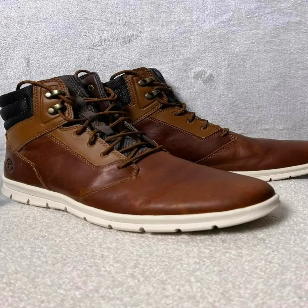 Timberland Hoverlite Brown Leather Boots Men's 10.5 Chukka Graydon Lightly Worn